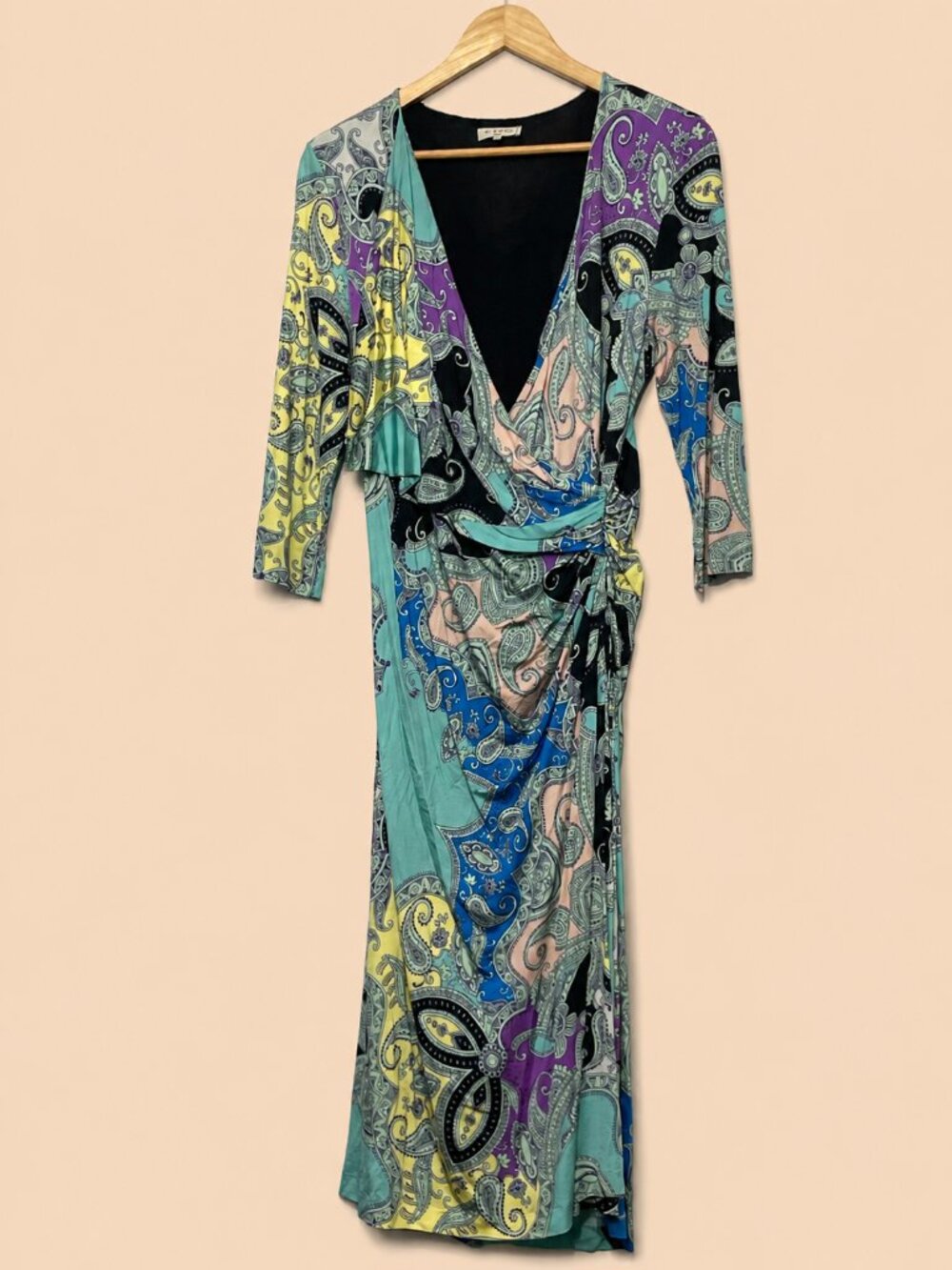 ETRO Milano Paisley Pattern Midi Wrap Dress IT48 Size